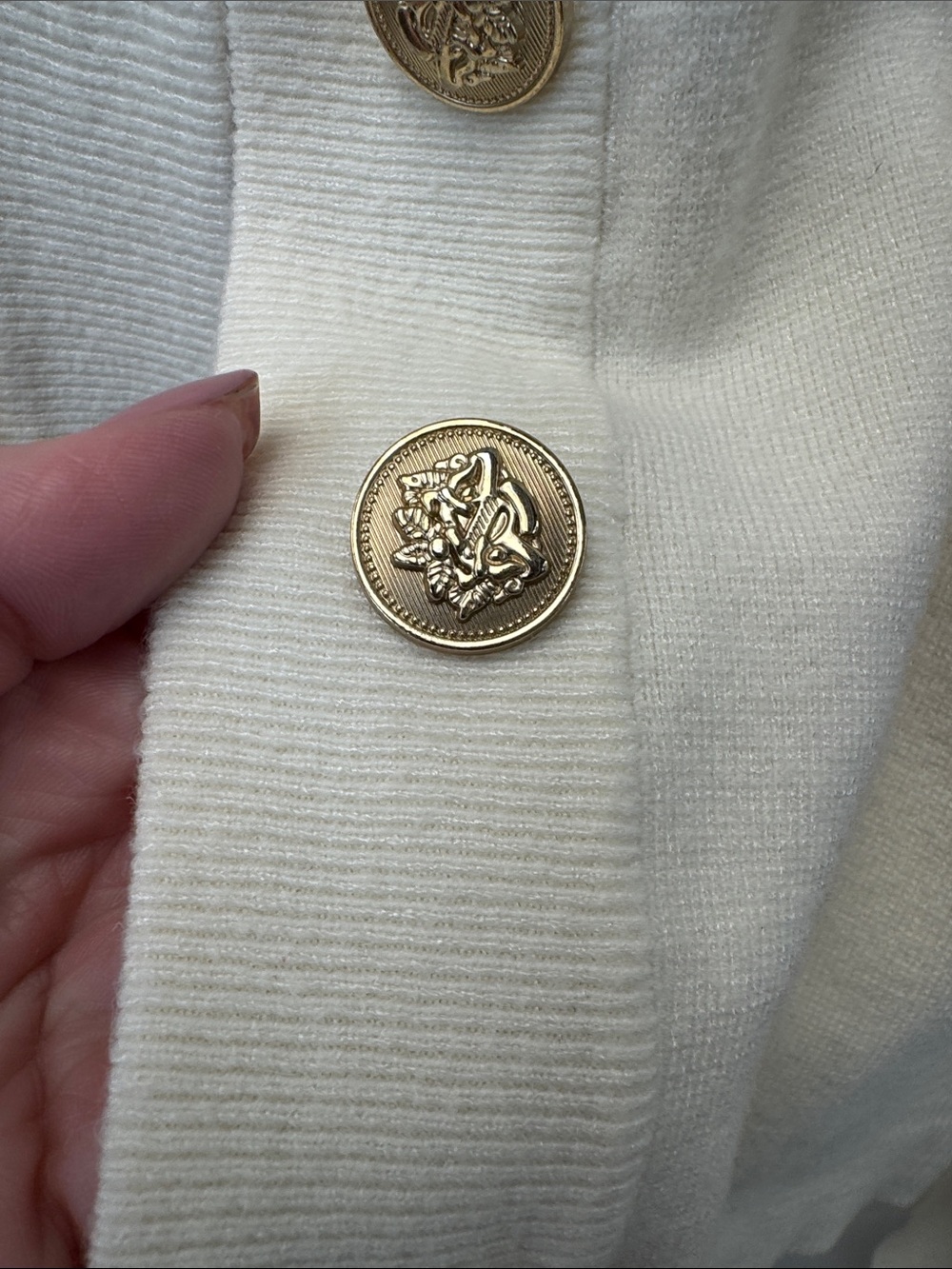 Cyrus Ivory Button-Front Round-Neck Cardigan - Picture 3 of 6